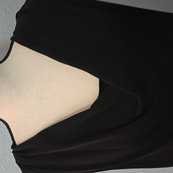 ALICE + OLIVIA Base Black Sleeveless Dress Silk Blouson Top Hem Ruchinfg Sz SM - Picture 3 of 16